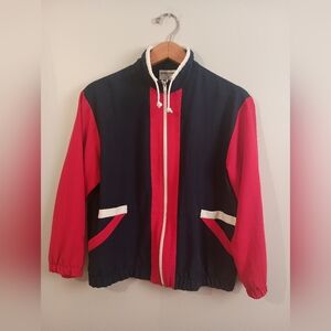Alfred Dunner Petite- Red and Navy Jacket with White Accents- Size 10/M